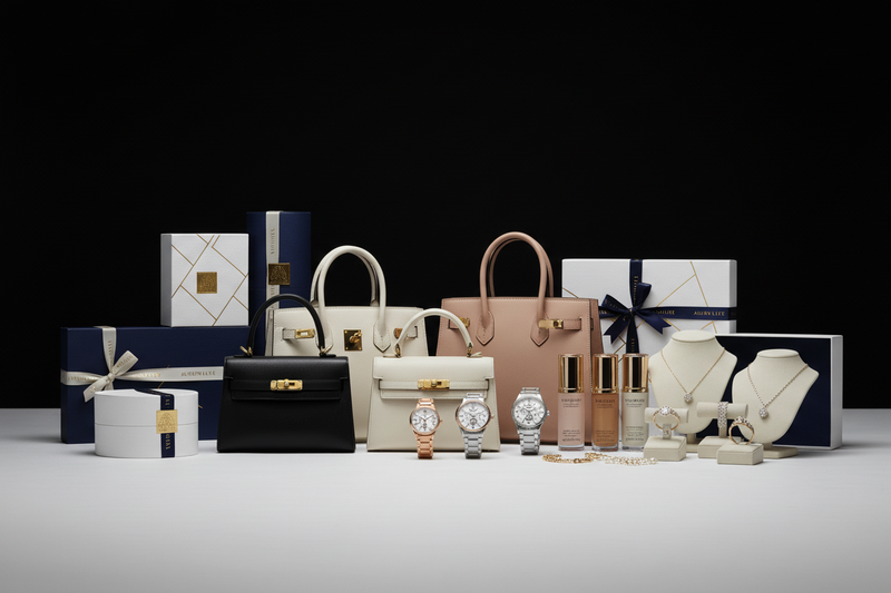 Premium luxury products with dark background